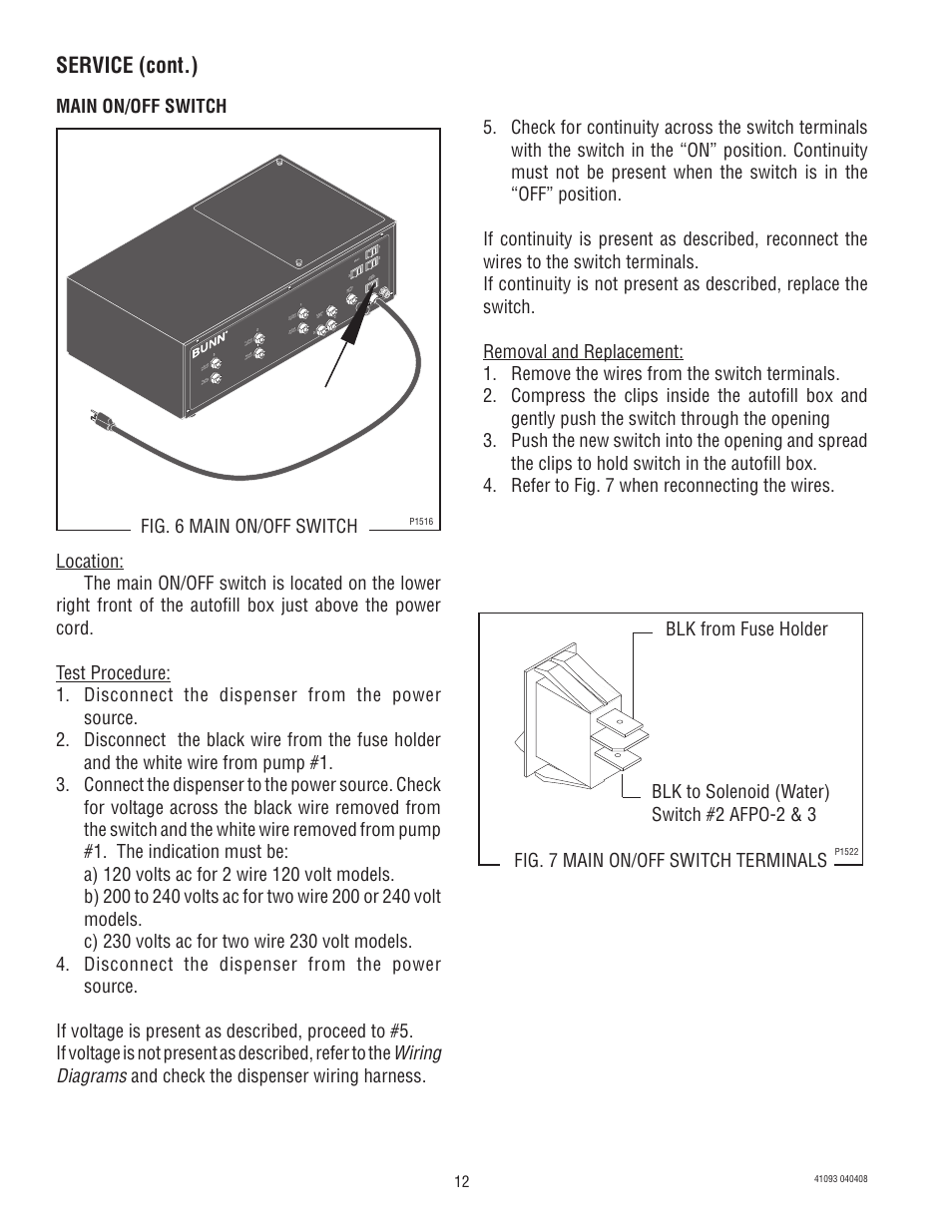 Service (cont.) | Bunn AFPO-3 SL User Manual | Page 12 / 25