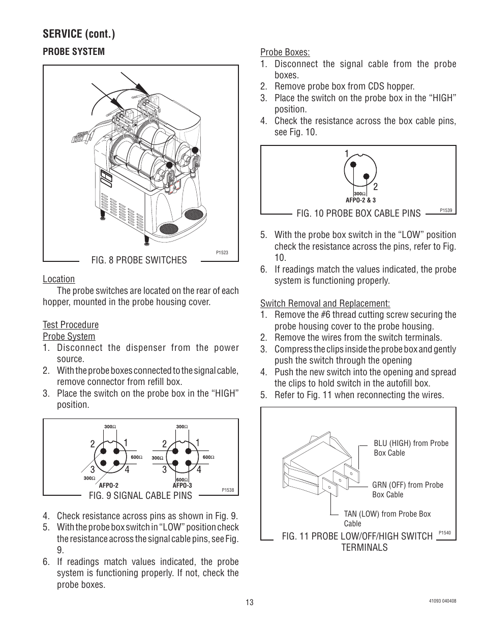 Service (cont.) | Bunn AFPO-3 SL User Manual | Page 13 / 25