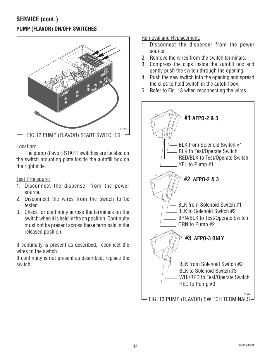 Service (cont.) | Bunn AFPO-3 SL User Manual | Page 14 / 25