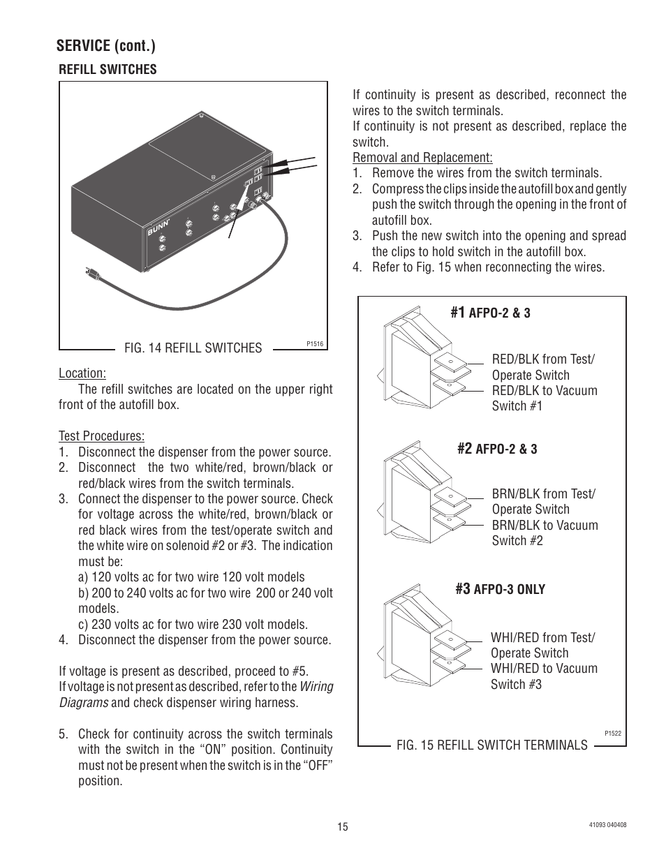 Service (cont.) | Bunn AFPO-3 SL User Manual | Page 15 / 25