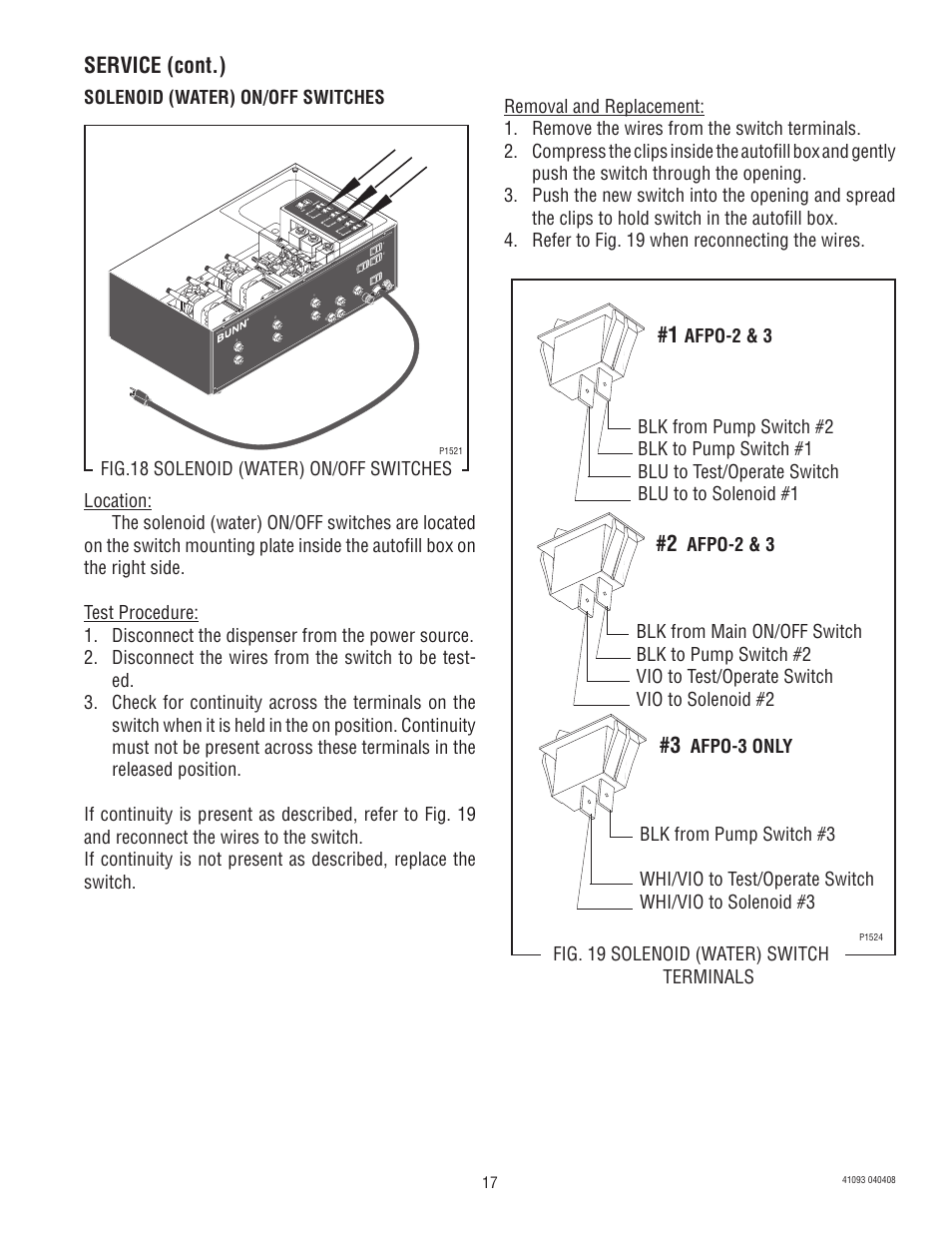 Service (cont.) | Bunn AFPO-3 SL User Manual | Page 17 / 25