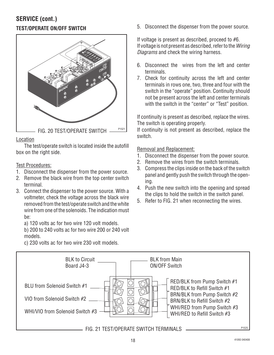 Service (cont.) | Bunn AFPO-3 SL User Manual | Page 18 / 25