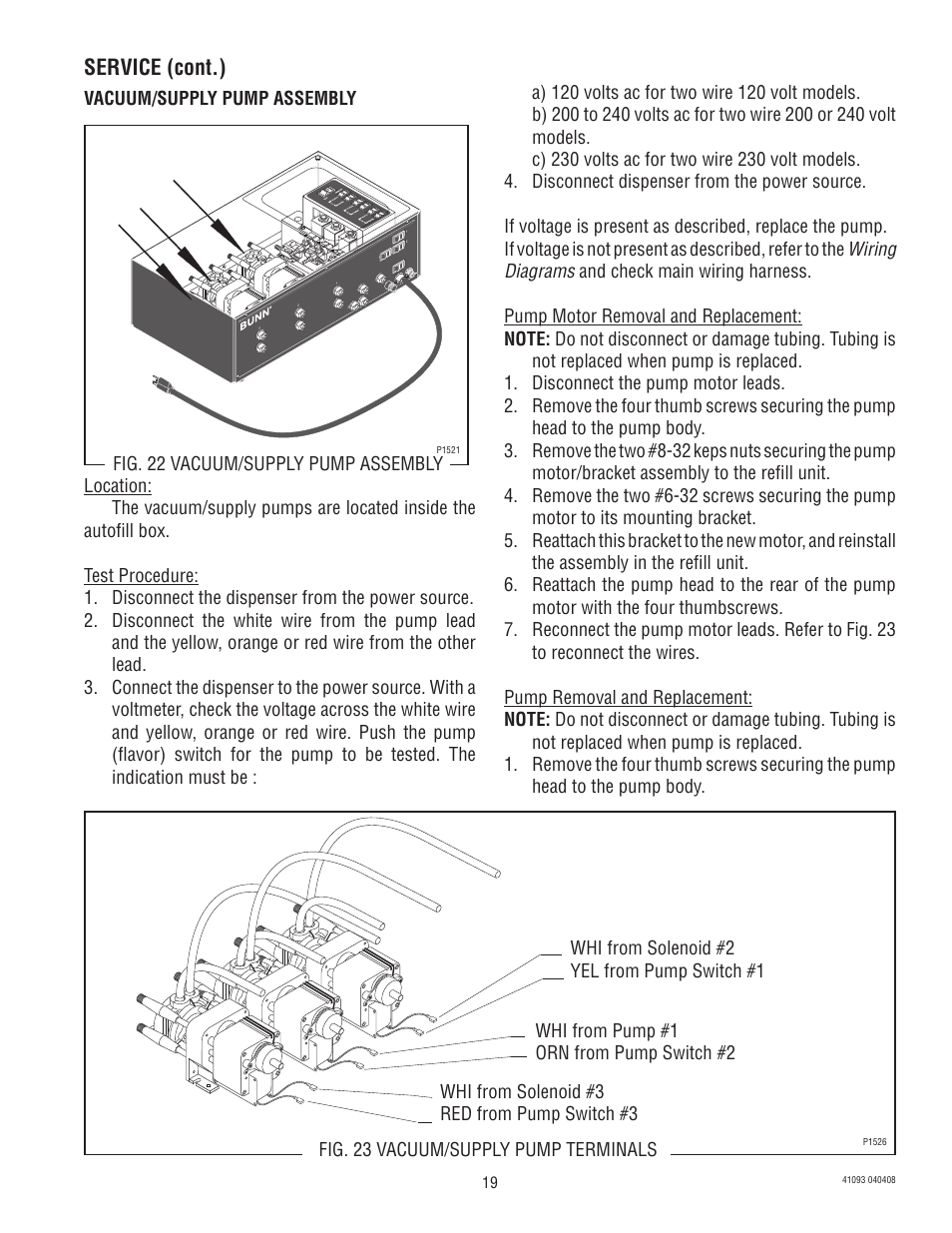 Service (cont.) | Bunn AFPO-3 SL User Manual | Page 19 / 25