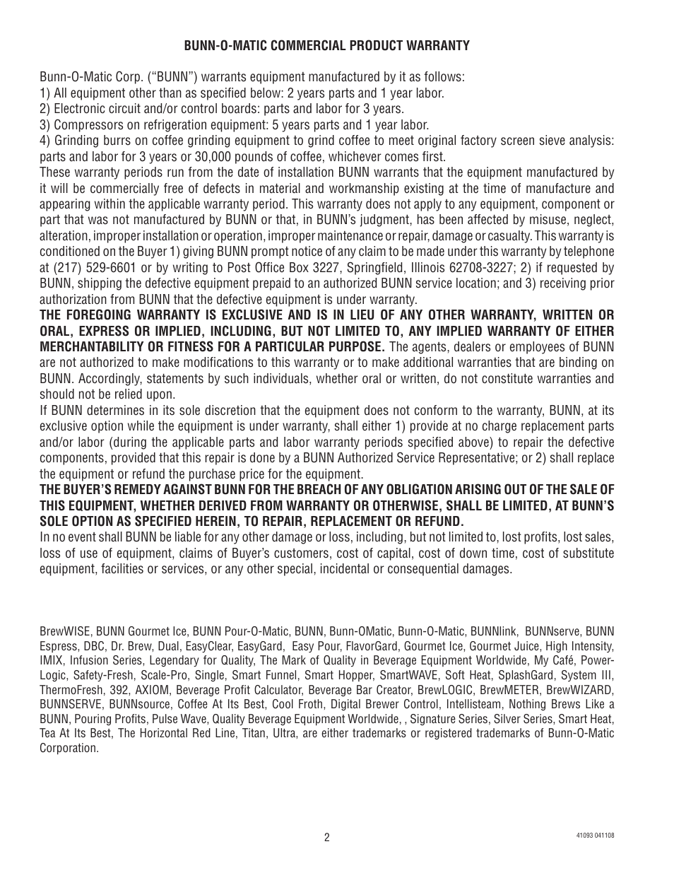 Bunn AFPO-3 SL User Manual | Page 2 / 25