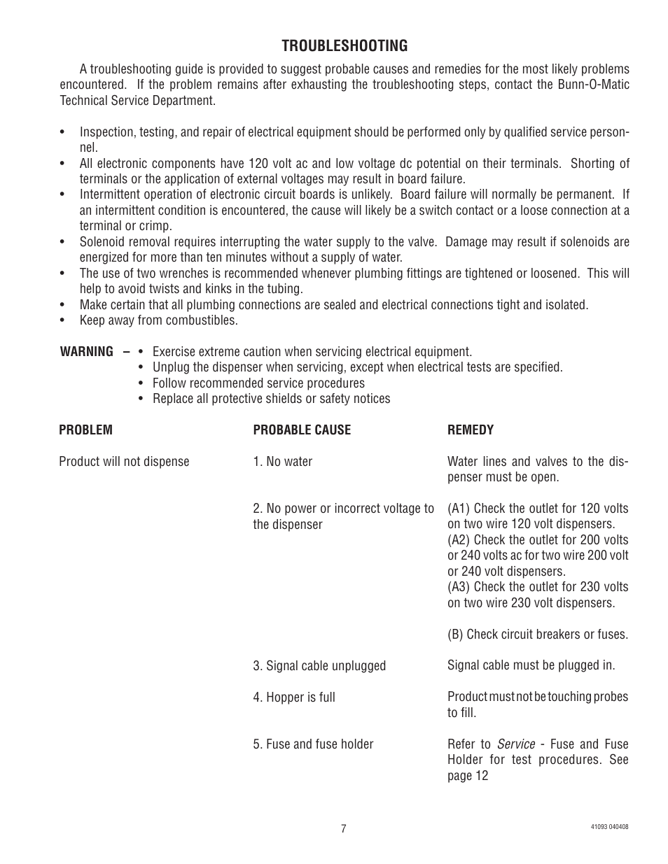Bunn AFPO-3 SL User Manual | Page 7 / 25