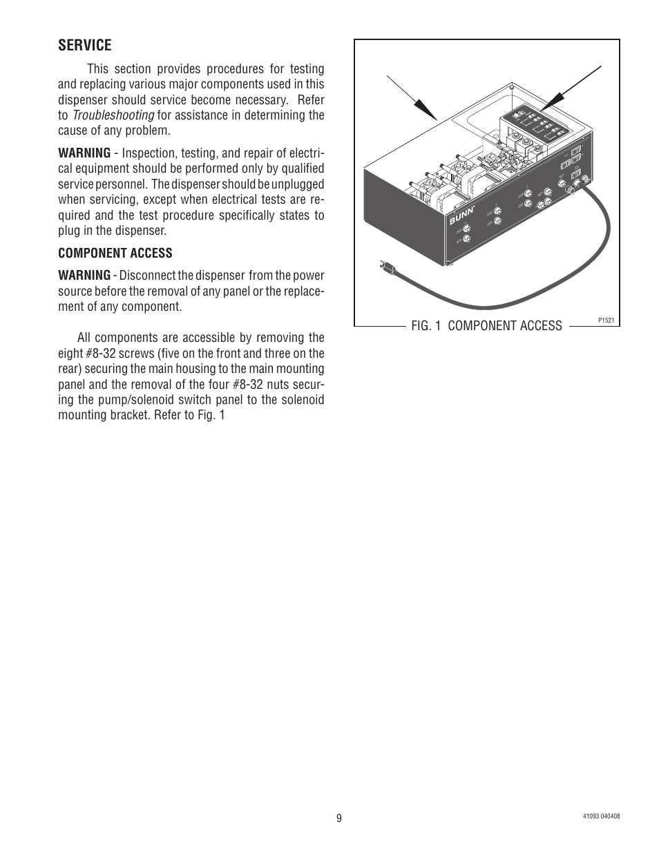 Service | Bunn AFPO-3 SL User Manual | Page 9 / 25