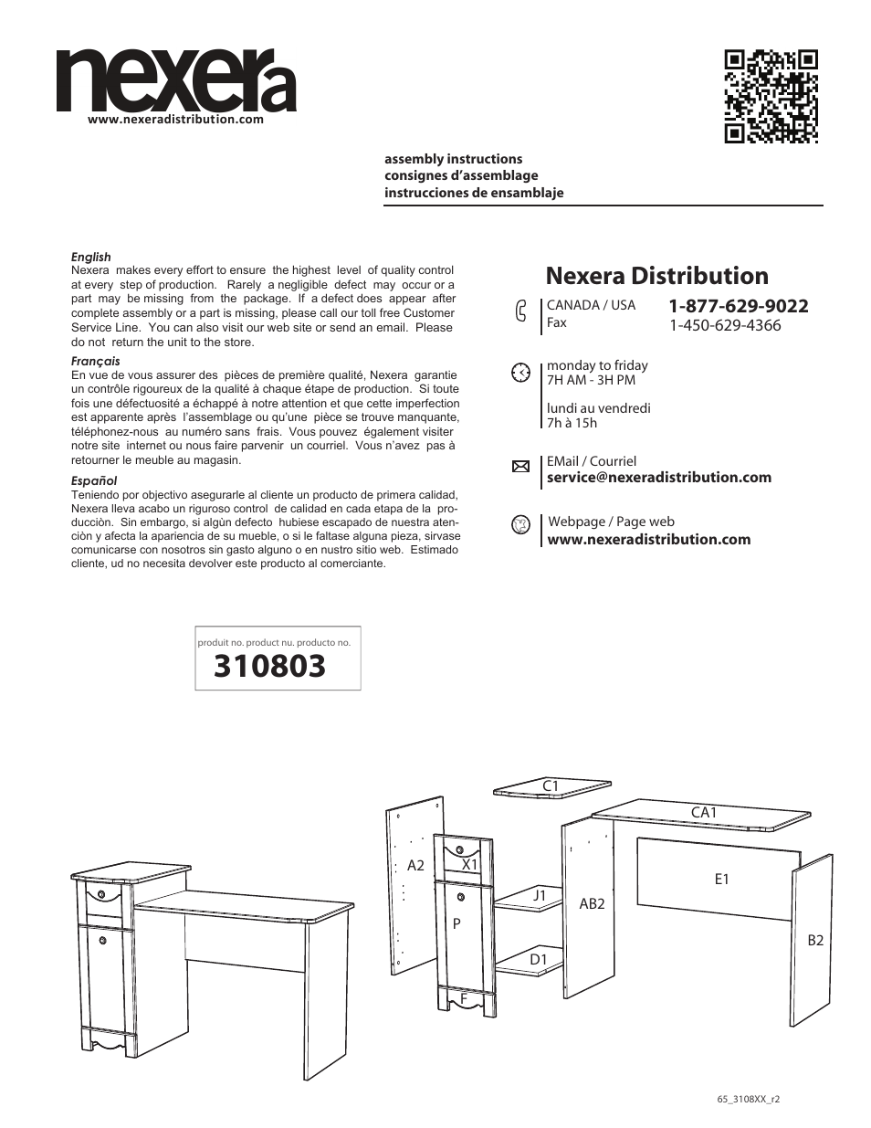 Nexera Dixie Collection - Desk/Vanity (310803) User Manual | 12 pages
