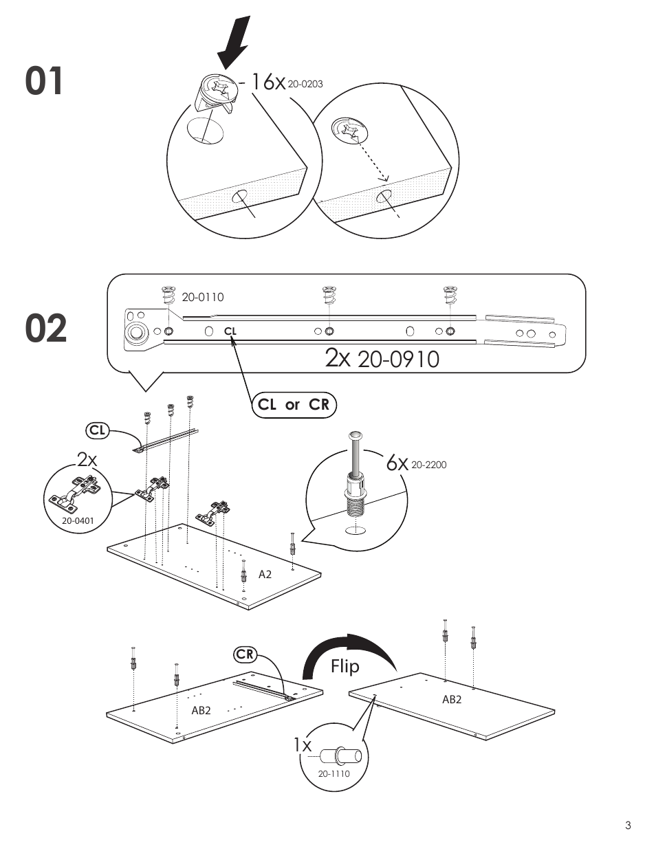 1x 2x, Flip | Nexera Dixie Collection - Desk/Vanity (310803) User Manual | Page 3 / 12