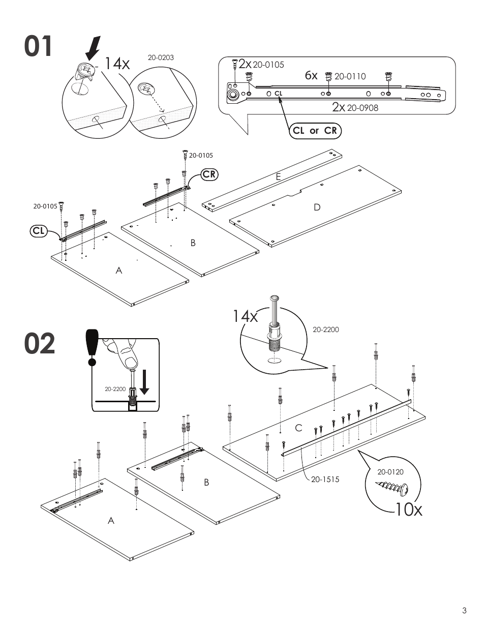 6x 2x | Nexera Avenue Collection - Desk (221806) User Manual | Page 3 / 8