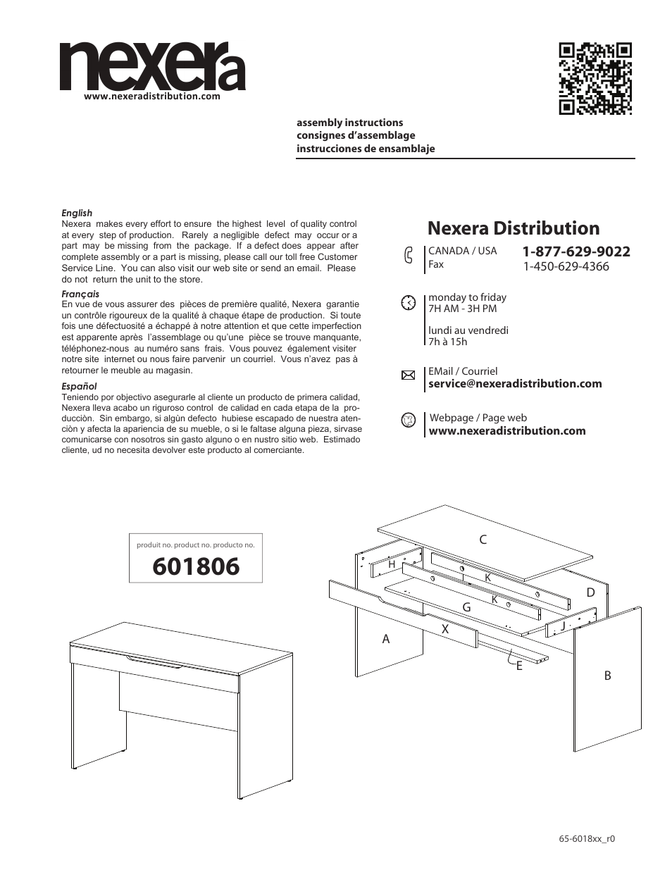 Nexera Next Collection - Desk (601806) User Manual | 9 pages