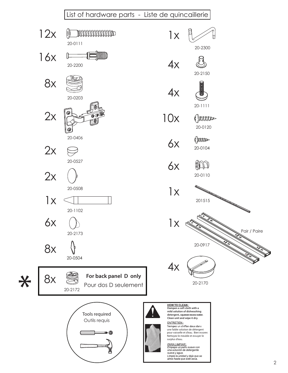 2x 1x, 6x 4x | Nexera Next Collection - Desk (601806) User Manual | Page 2 / 9