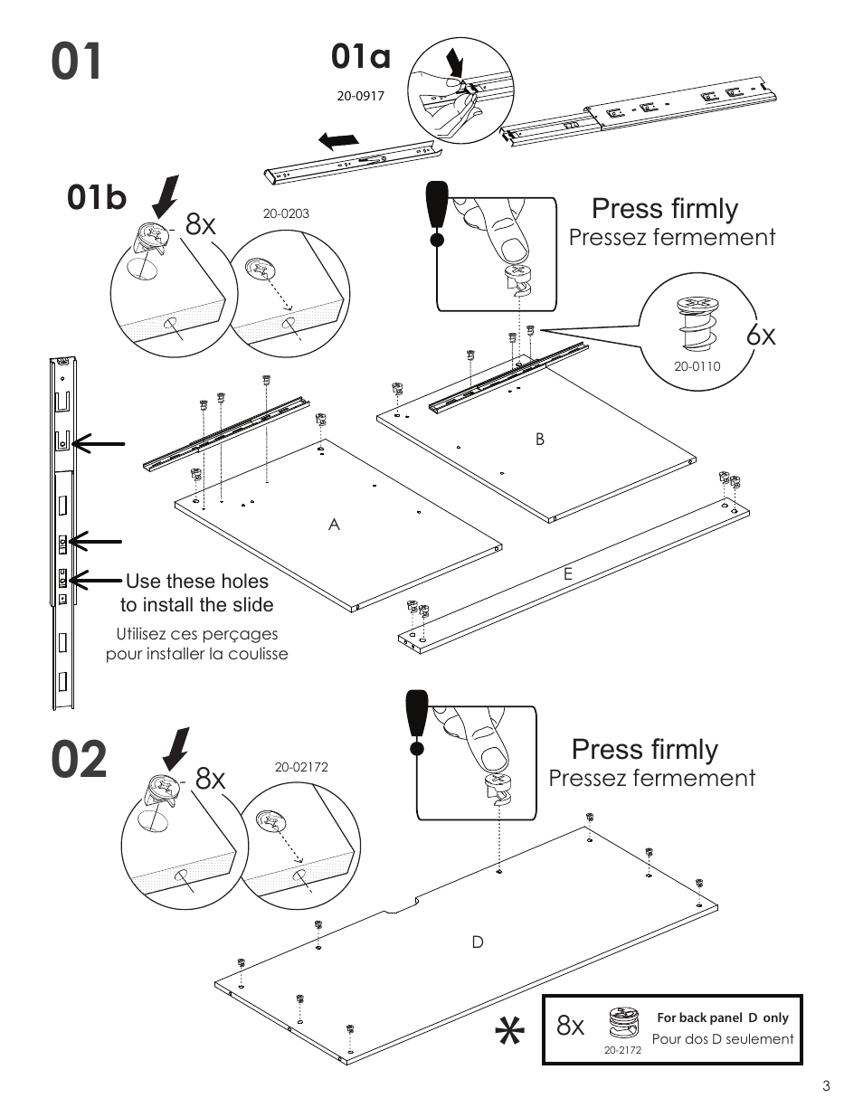 Press firmly | Nexera Next Collection - Desk (601806) User Manual | Page 3 / 9