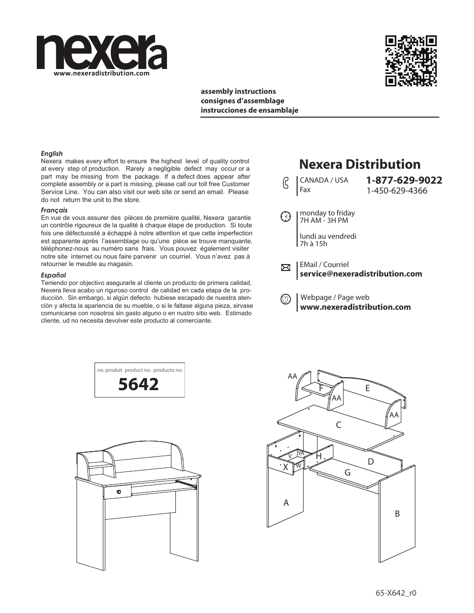 Nexera Alegria Collection - Desk (5642) User Manual | 15 pages