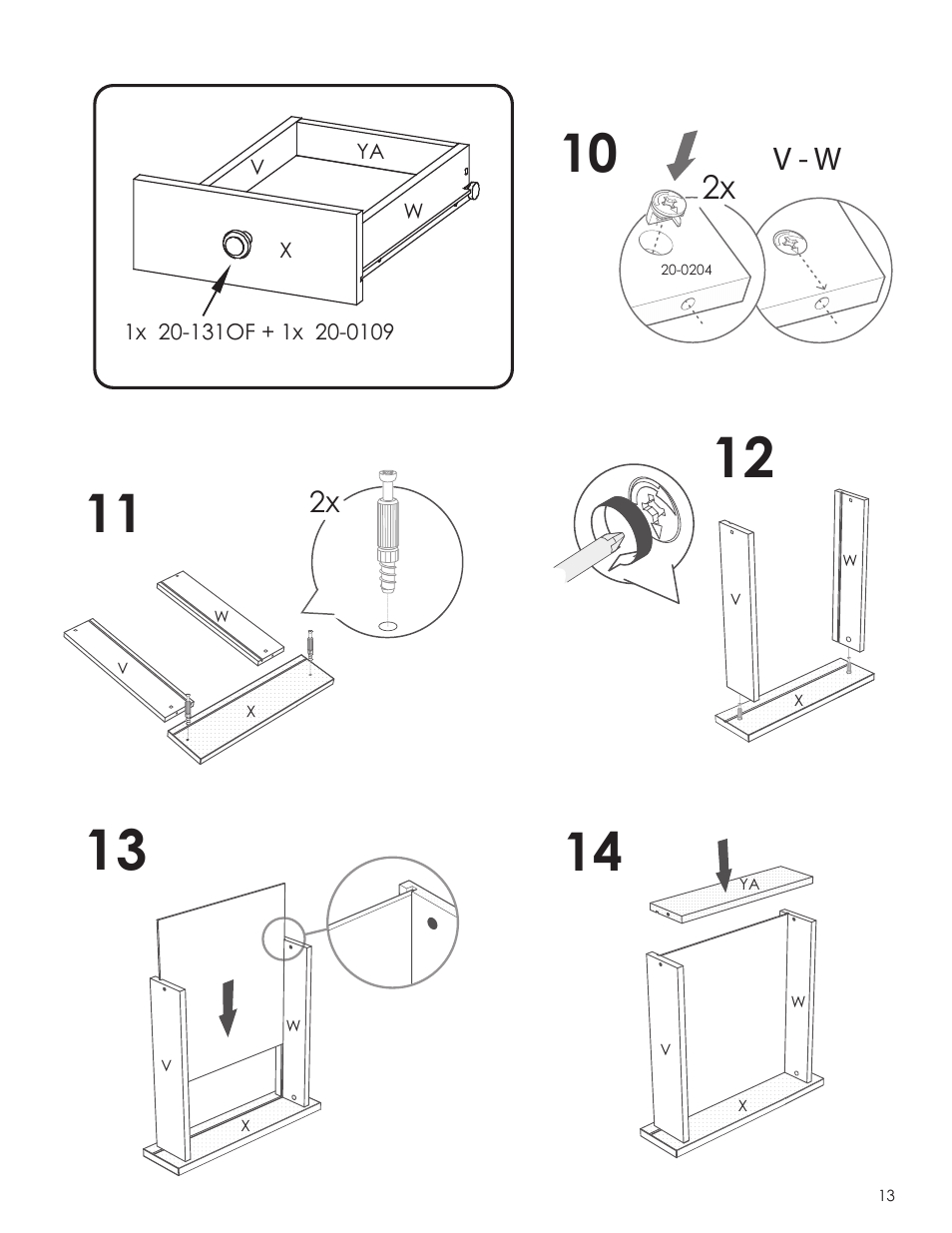 2x v - w | Nexera Alegria Collection - Desk (5642) User Manual | Page 13 / 15
