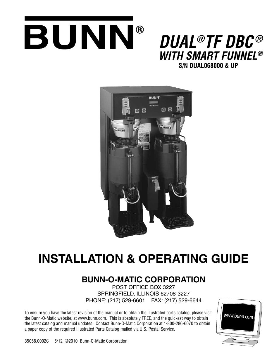 Bunn Dual TF DBC With Smart Funnel DUAL068000 User Manual | 10 pages