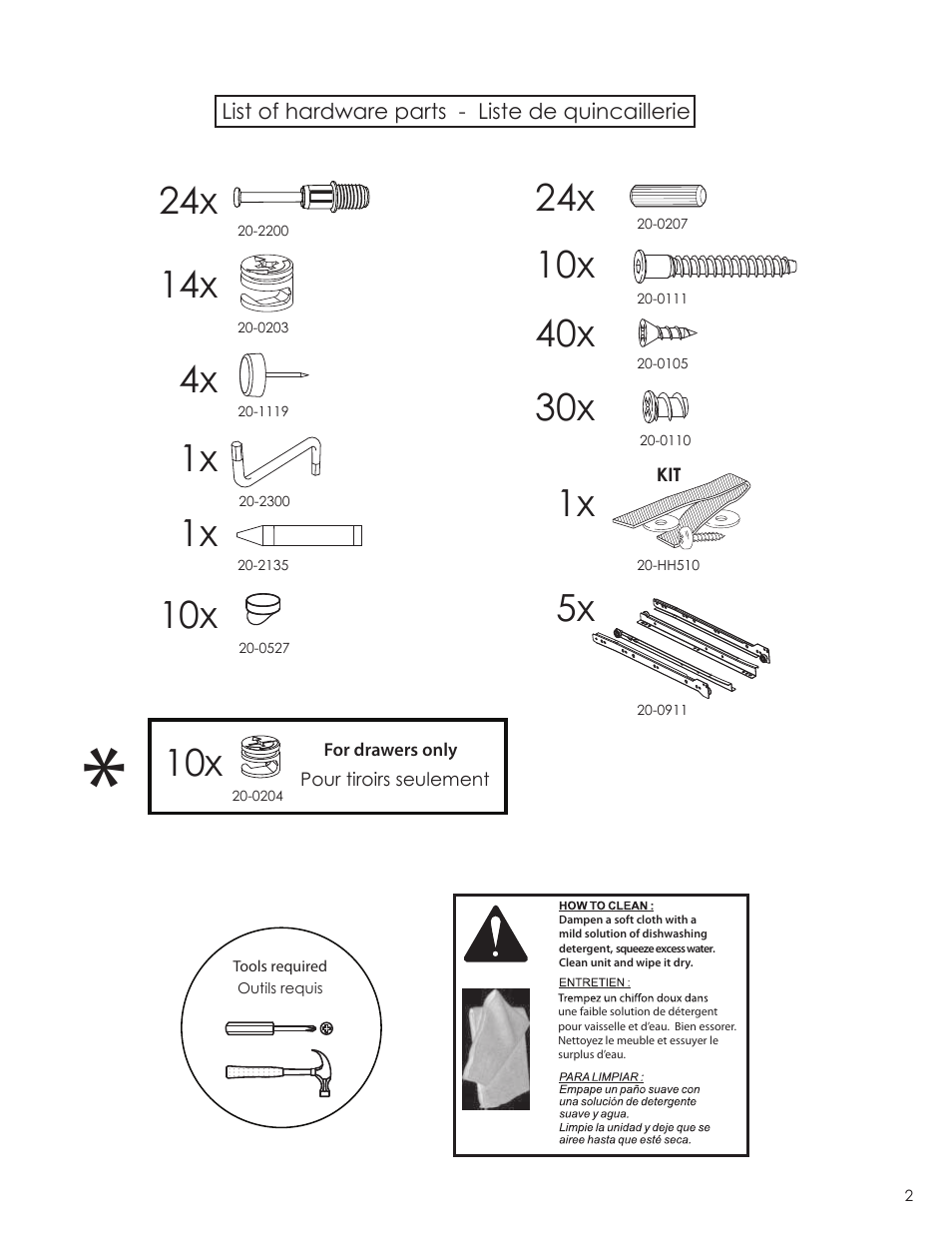 14x 24x, 30x 40x | Nexera Taxi Collection - 5-Drawer Chest (332503) User Manual | Page 2 / 10