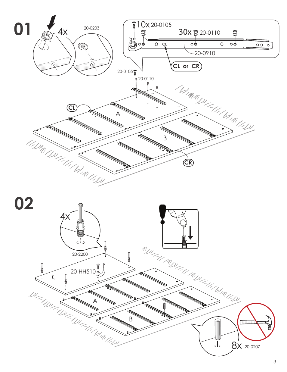 30x 10x | Nexera Vichy Collection - 5-Drawer Chest (3605) User Manual | Page 3 / 8