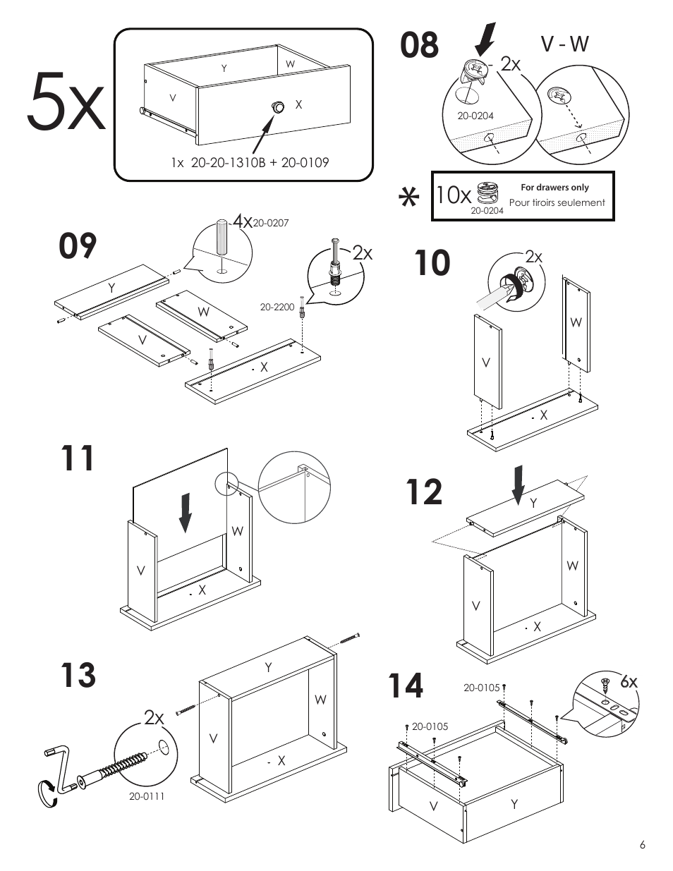 V - w | Nexera Vichy Collection - 5-Drawer Chest (3605) User Manual | Page 6 / 8