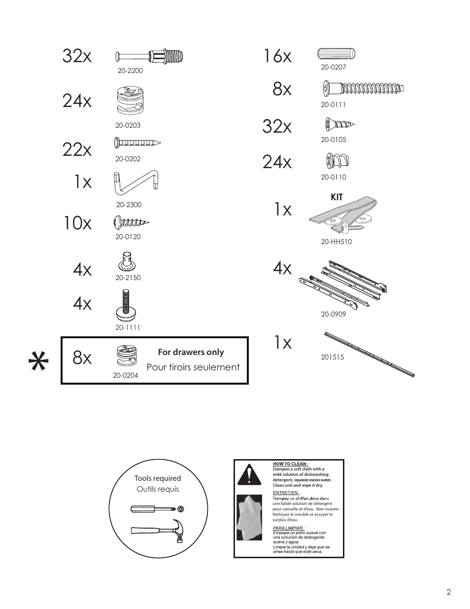 24x 32x, 1x 8x 22x, 4x 4x | Nexera Avenue Collection - 4-Drawer Chest (223406) User Manual | Page 2 / 11