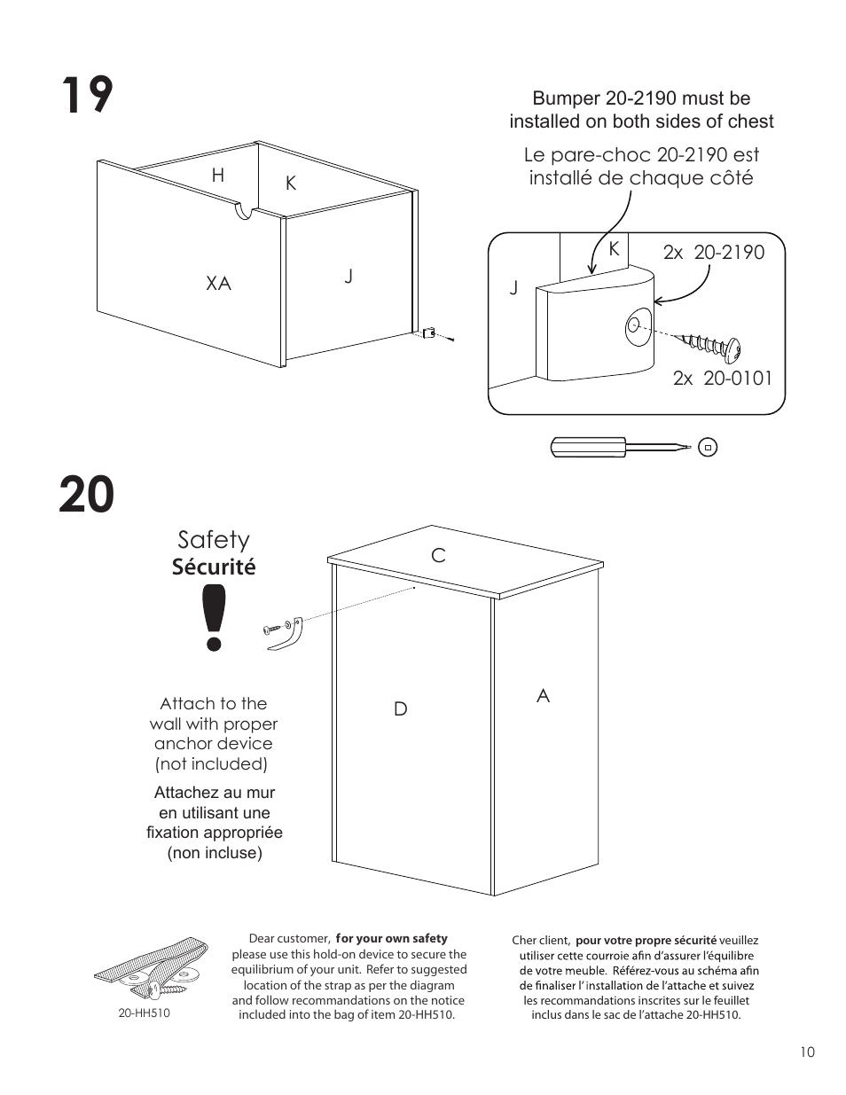 Safety sécurité | Nexera Taxi Collection - 3-Drawer Chest + Trunk (330538) User Manual | Page 10 / 12