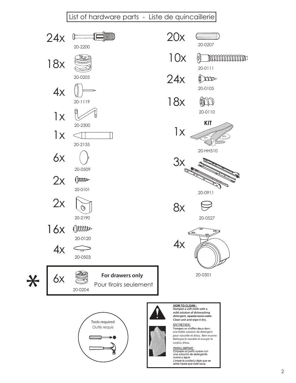 18x 24x, 2x 2x | Nexera Taxi Collection - 3-Drawer Chest + Trunk (330538) User Manual | Page 2 / 12