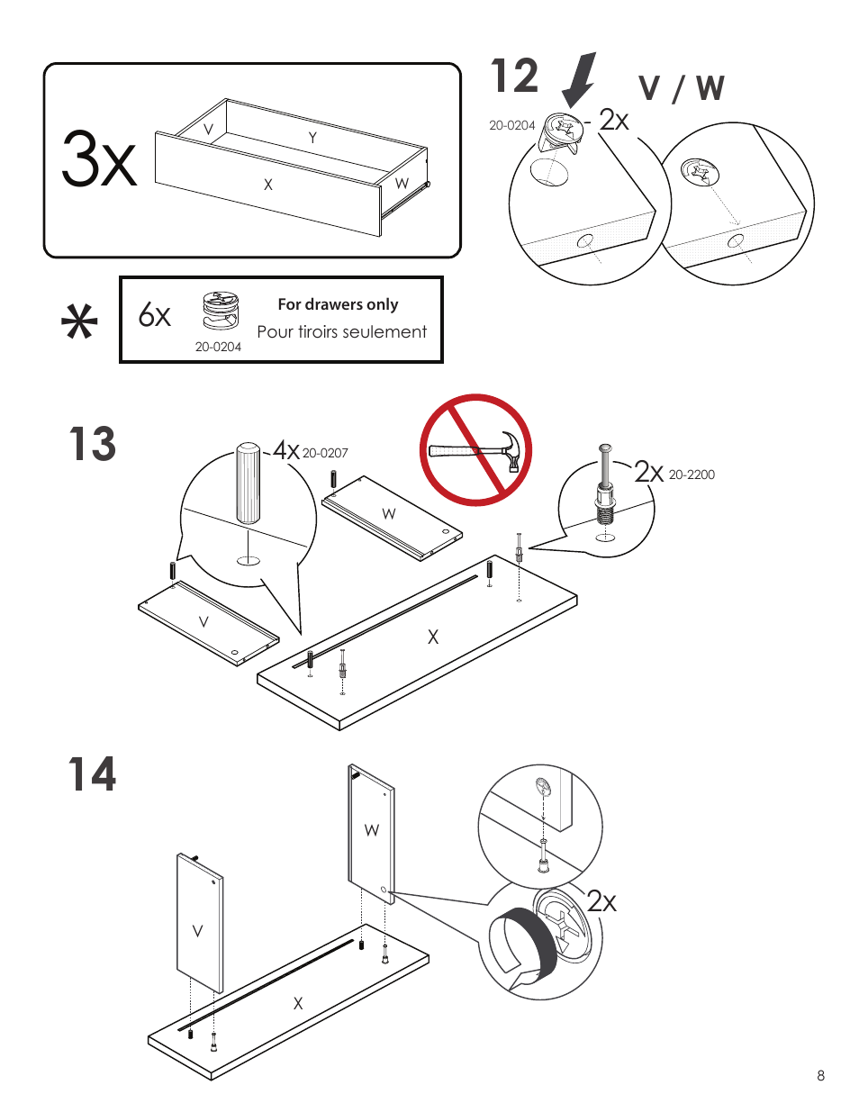 V / w | Nexera Taxi Collection - 3-Drawer Chest + Trunk (330538) User Manual | Page 8 / 12