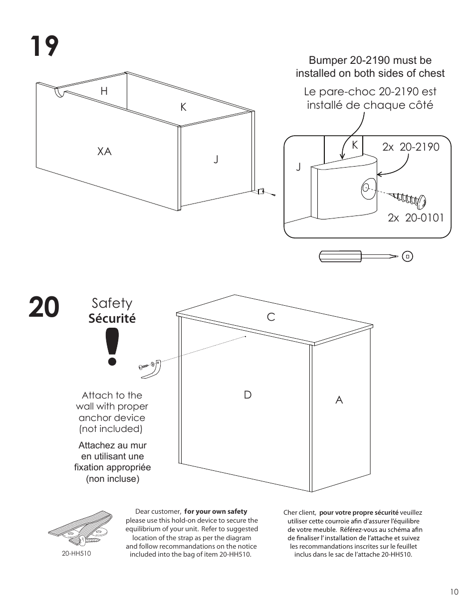 Safety sécurité | Nexera Taxi Collection - 2-Drawer Chest + Trunk (330438) User Manual | Page 10 / 12