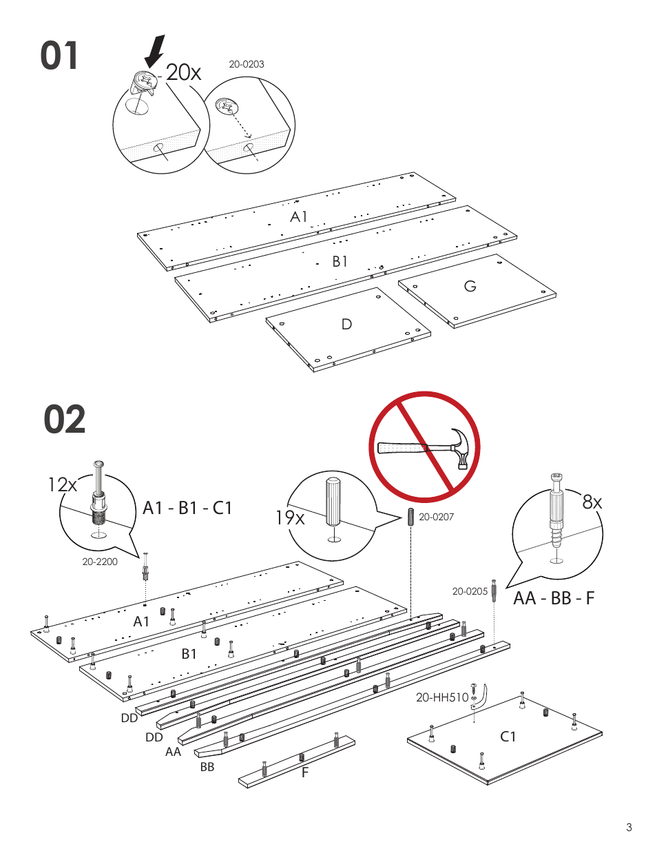 Aa - bb - f | Nexera Tuxedo Collection - Curio Cabinet (203306) User Manual | Page 3 / 9
