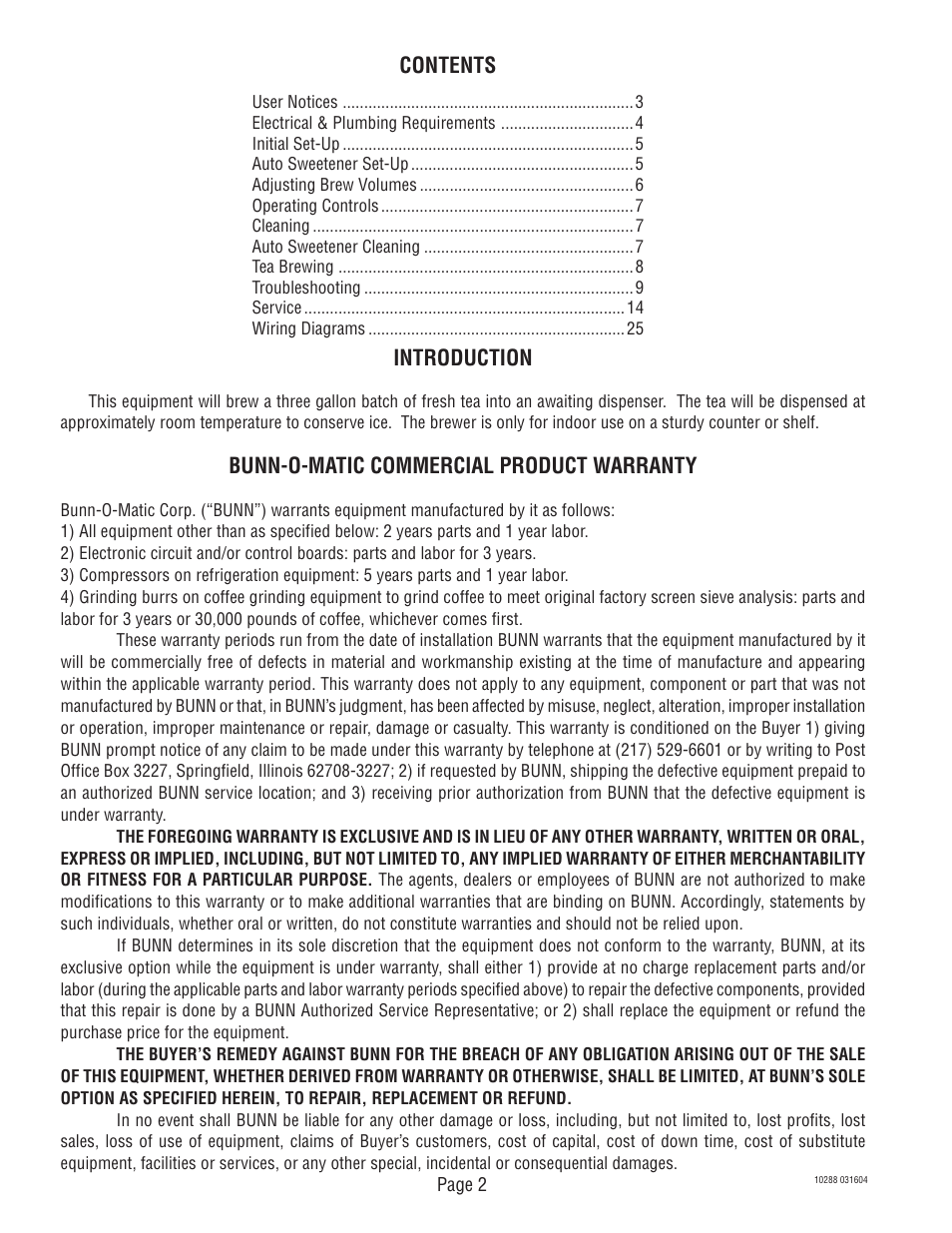 Bunn TU3Q User Manual | Page 2 / 27