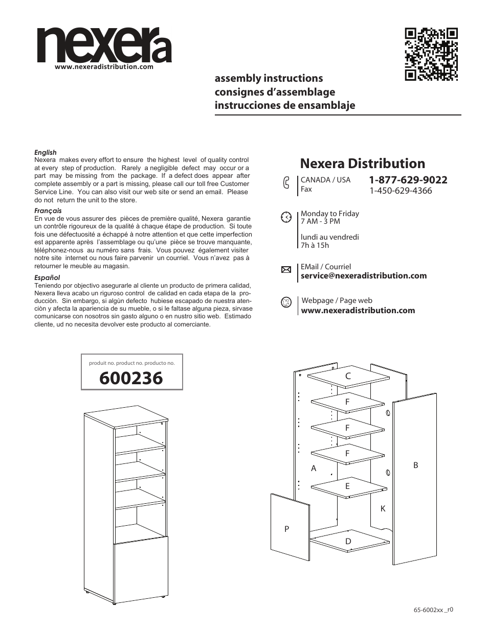 Nexera Next Collection - Bookcase / Audio Tower (600236) User Manual | 9 pages