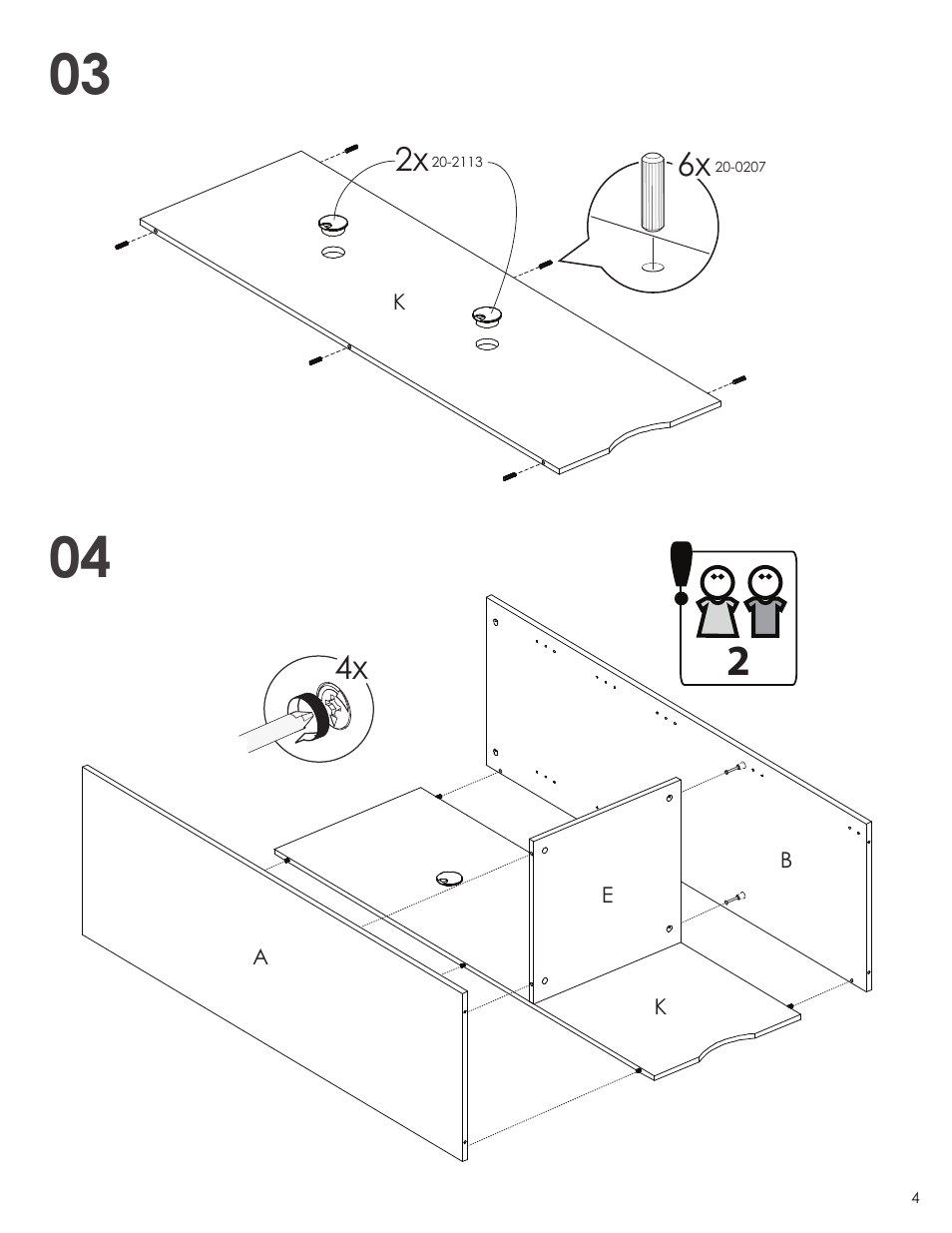 6x 2x | Nexera Next Collection - Bookcase / Audio Tower (600236) User Manual | Page 4 / 9