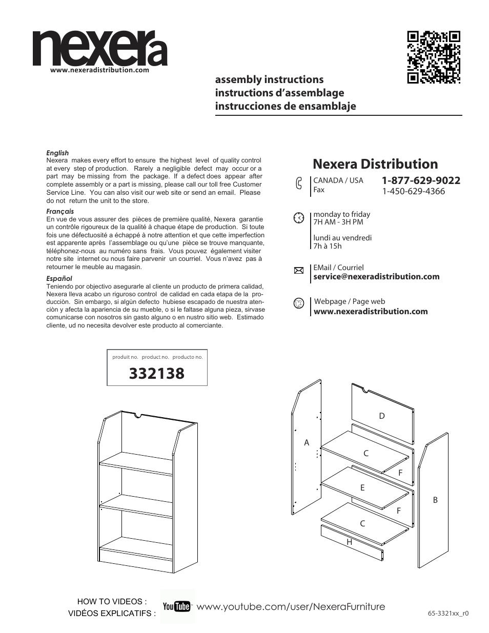 Nexera Taxi Collection - Bookcase (332138) User Manual | 8 pages