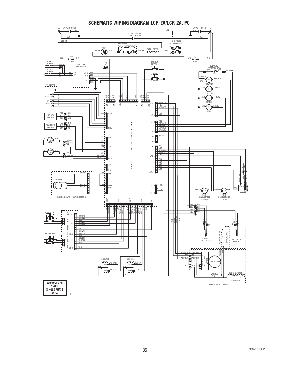 Schematic wiring diagram lcr-2a/lcr-2a, pc | Bunn Electric Brewing System LCR-2 User Manual | Page 35 / 36