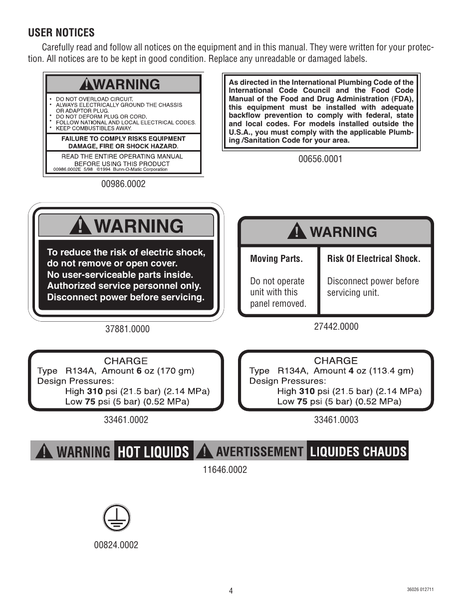 User notices | Bunn Electric Brewing System LCR-2 User Manual | Page 4 / 36