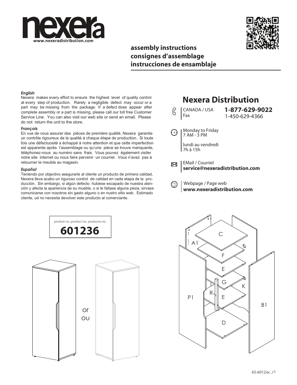 Nexera Next Collection - 1-Door Armoire (601236) User Manual | 9 pages