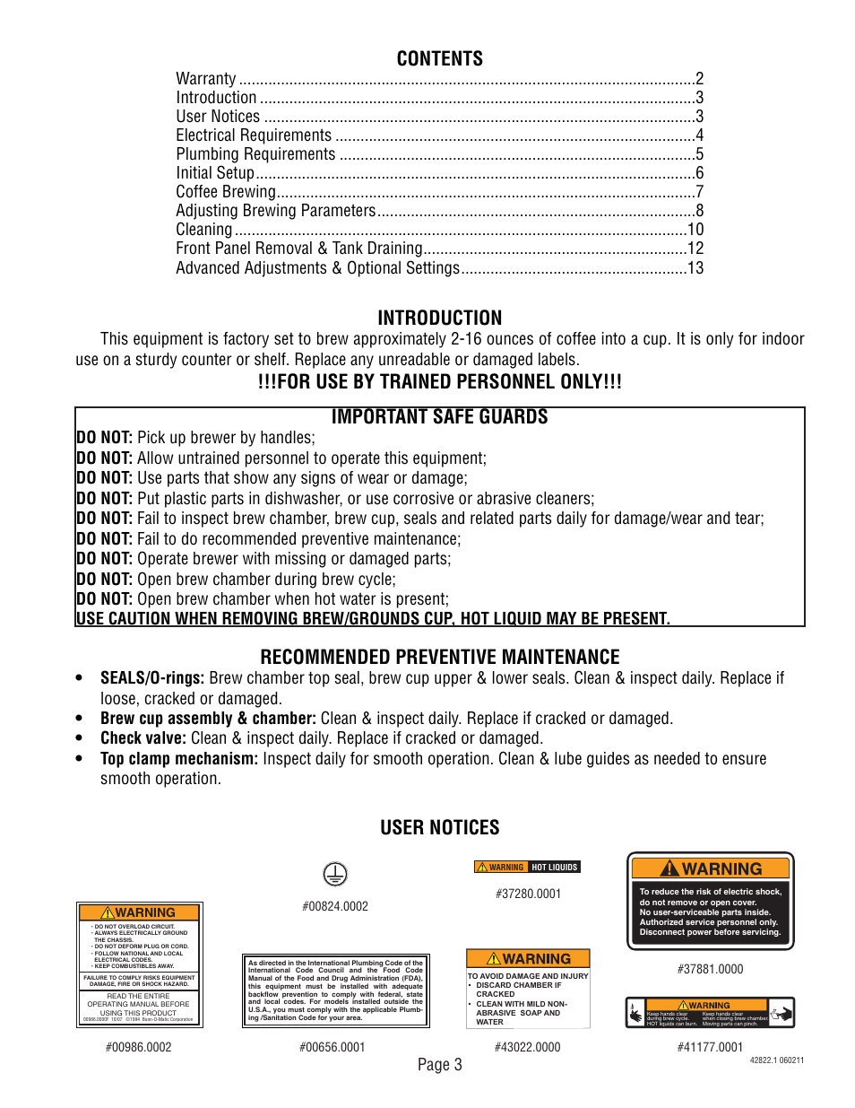 Bunn Trifecta 428220001E User Manual | Page 3 / 20