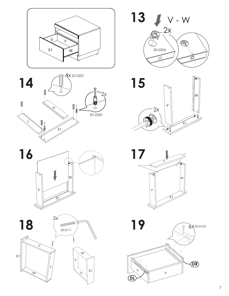 V - w | Nexera Blvd Collection - End Table (224803) User Manual | Page 7 / 8