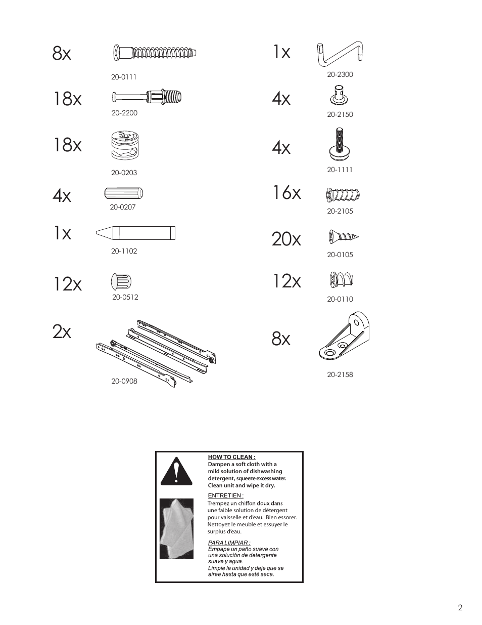 12x 20x, 4x 12x | Nexera Allure Collection - Coffee Table (220733) User Manual | Page 2 / 9