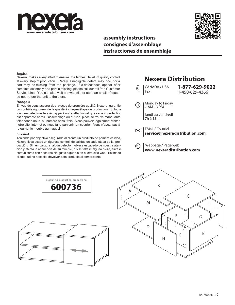 Nexera Next Collection - Coffee Table (600736) User Manual | 8 pages