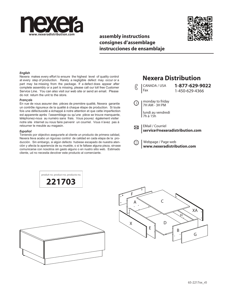 Nexera Blvd Collection - Coffee Table (221703) User Manual | 10 pages