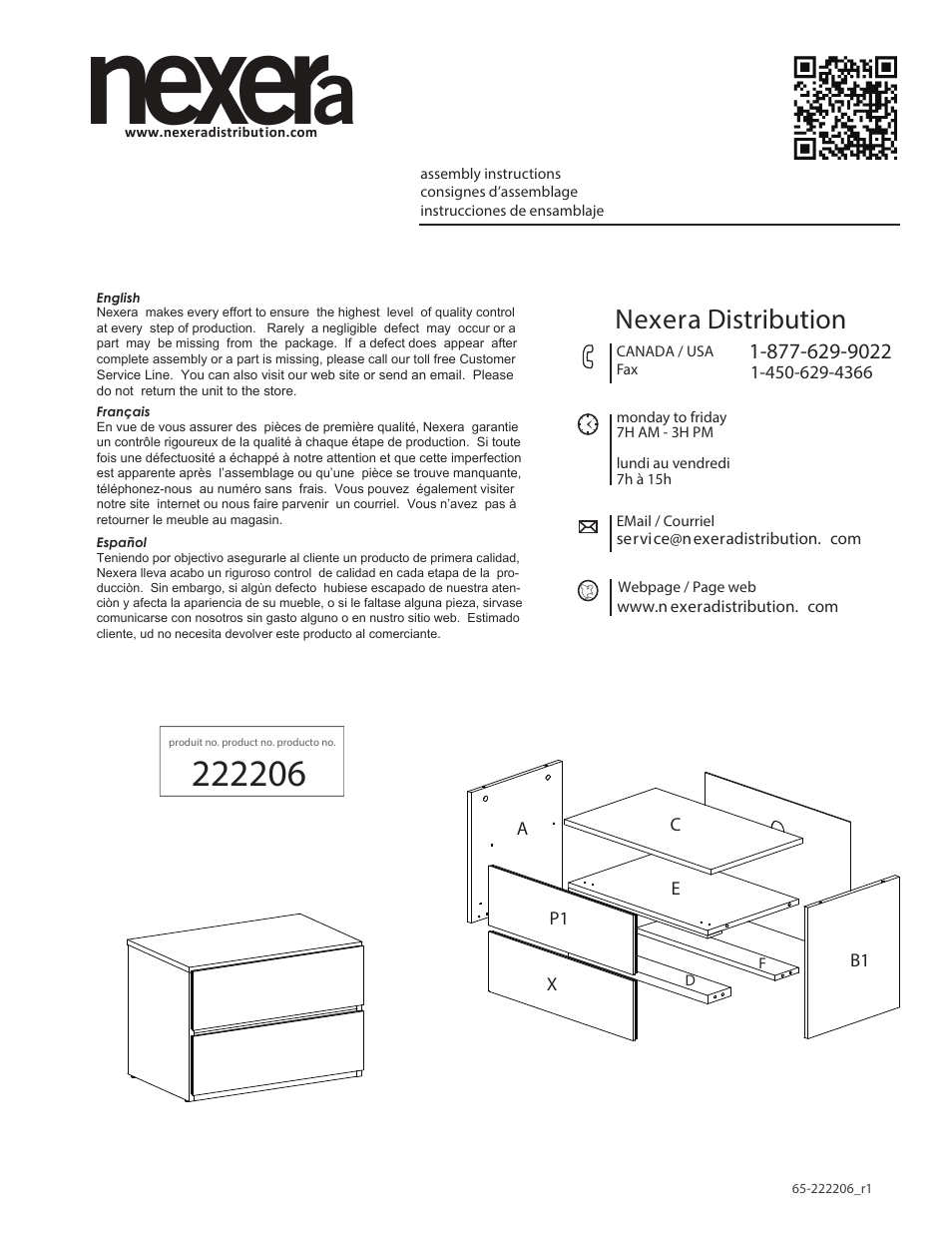 Nexera Avenue Collection - Night Stand (222206) User Manual | 8 pages