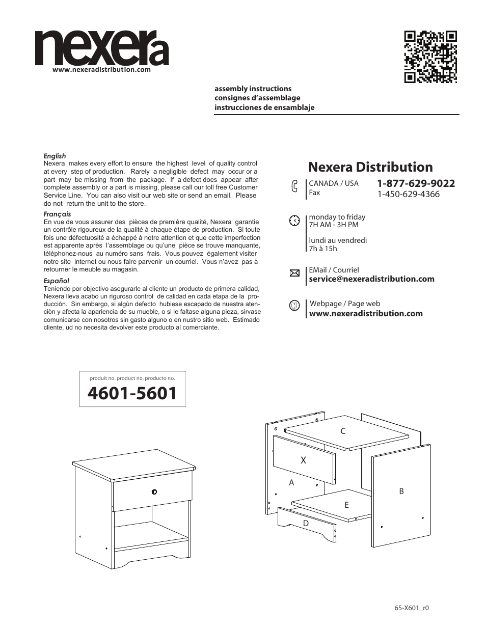 Nexera Pocono Collection - Night Stand (4601) User Manual | 7 pages