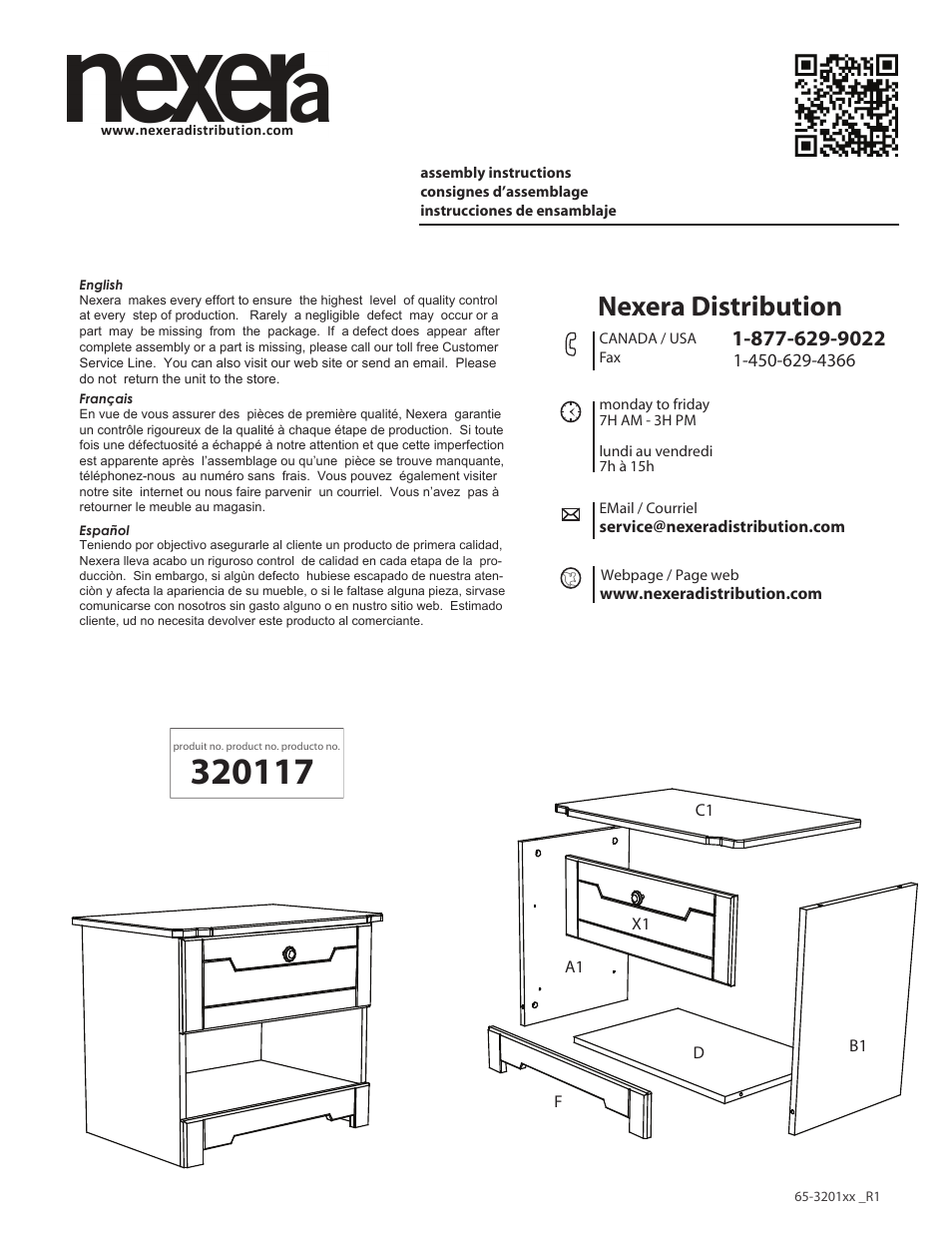 Nexera Dixon Collection - Night Stand (320117) User Manual | 10 pages