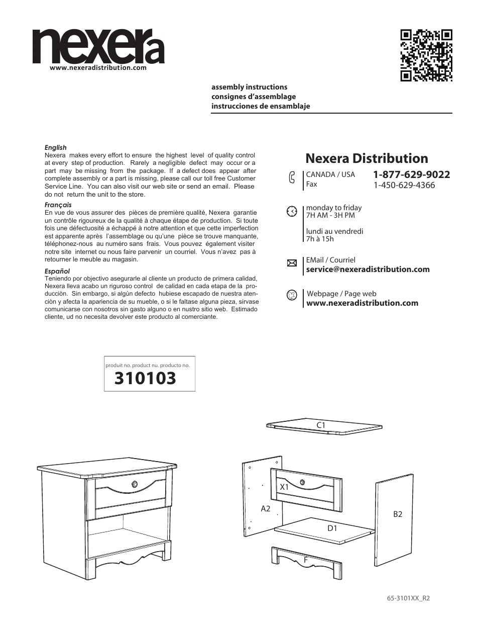 Nexera Dixie Collection - Night Stand (310103) User Manual | 8 pages