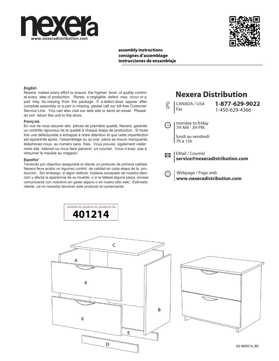 Nexera Nocce Collection - Night Stand (401214) User Manual | 9 pages
