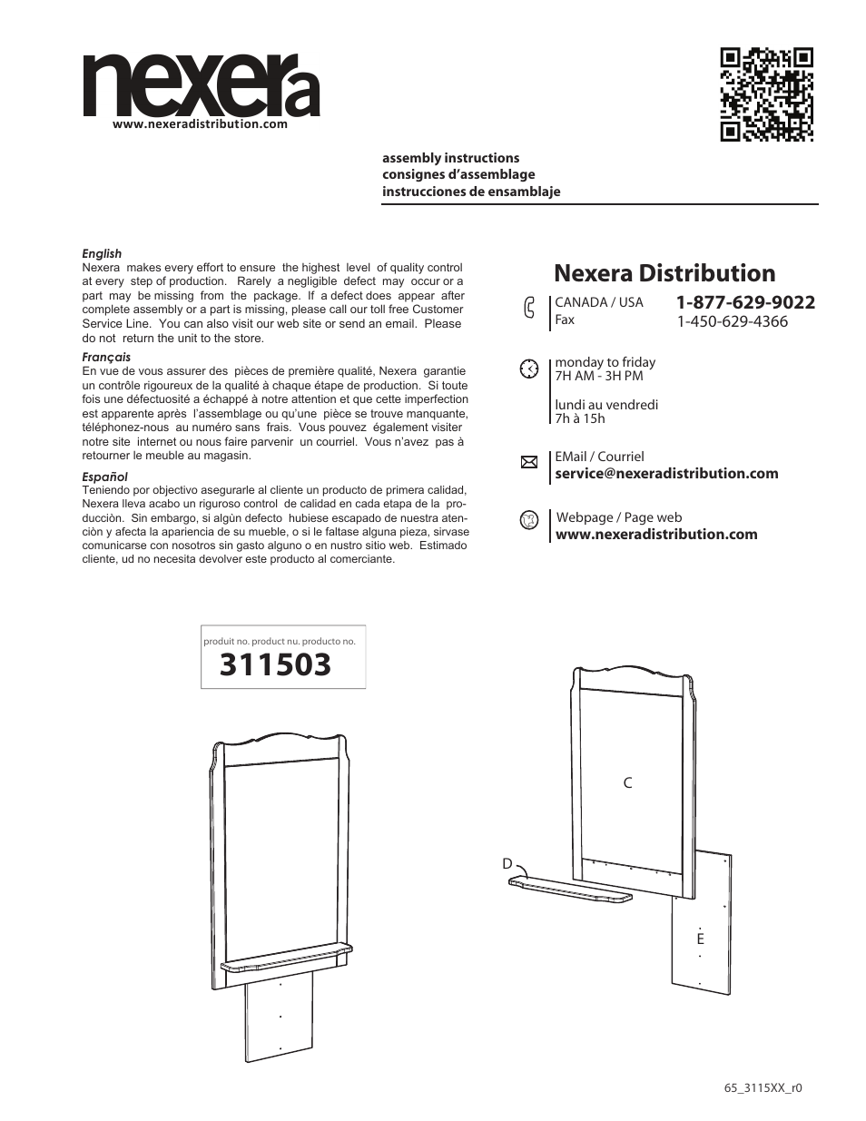 Nexera Dixie Collection - Mirror (311503) User Manual | 4 pages