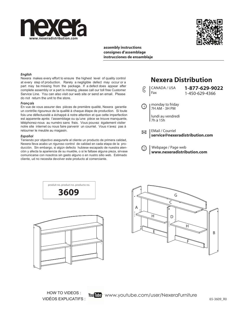 Nexera Vichy Collection - Hutch for Dresser (3609) User Manual | 7 pages