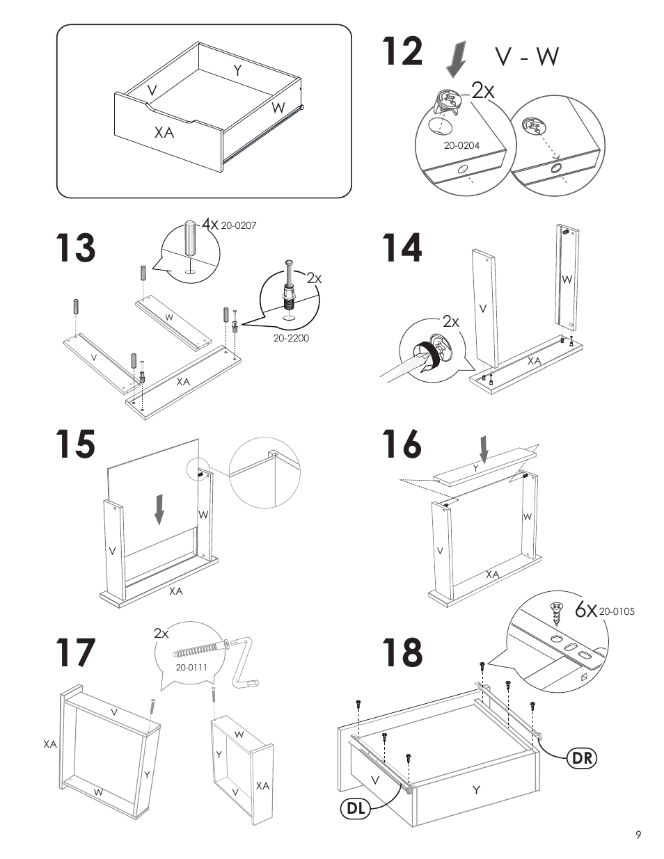 V - w | Nexera Next Collection - Mobile Filing Cabinet (603236) User Manual | Page 9 / 10