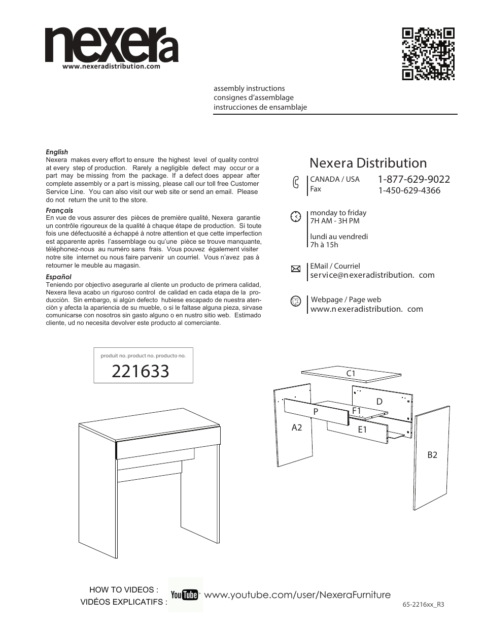 Nexera Allure Collection - Vanity (221633) User Manual | 8 pages