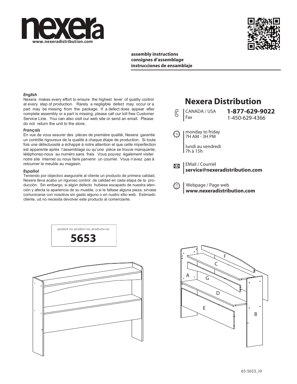 Nexera Alegria Collection - Full Size Headboard (5653) User Manual | 6 pages